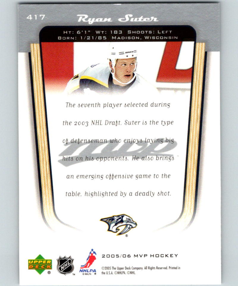 2005-06 Upper Deck MVP #417 Ryan Suter MINT RC Rookie 07014
