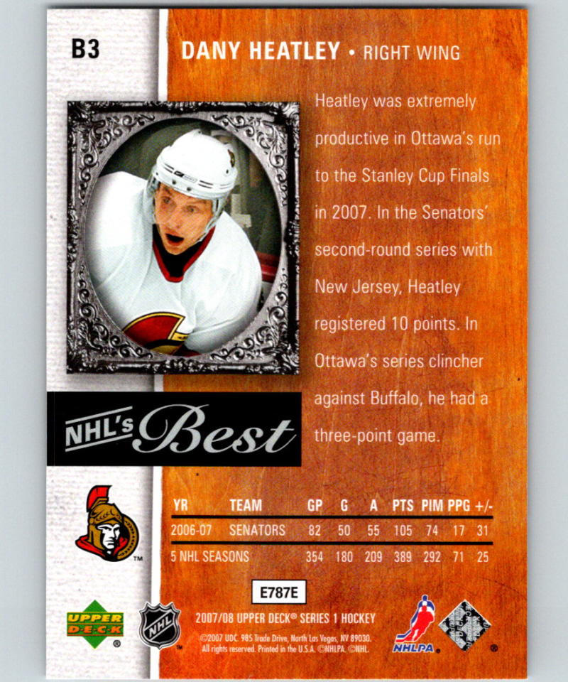 2007-08 Upper Deck NHL's Best #B3 Dany Heatley 07064 Image 2