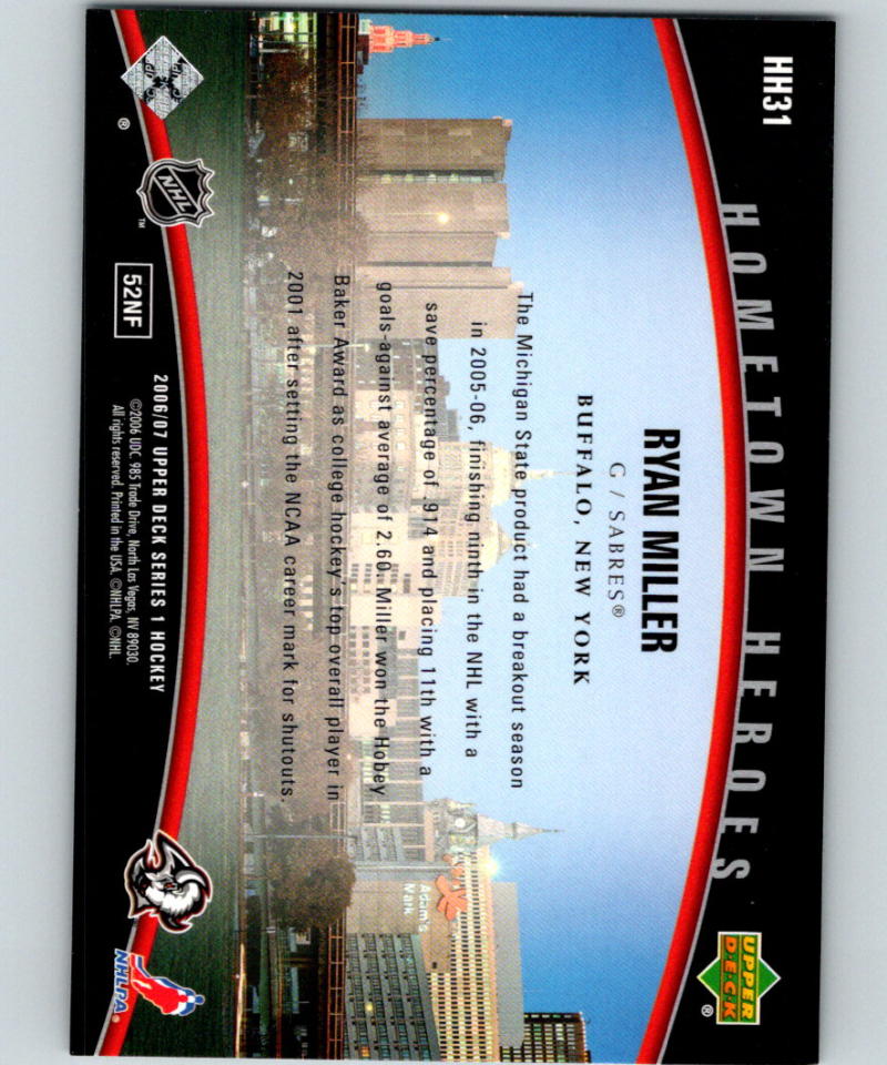 2006-07 Upper Deck Hometown Heroes #HH31 Ryan Miller 07074 Image 2