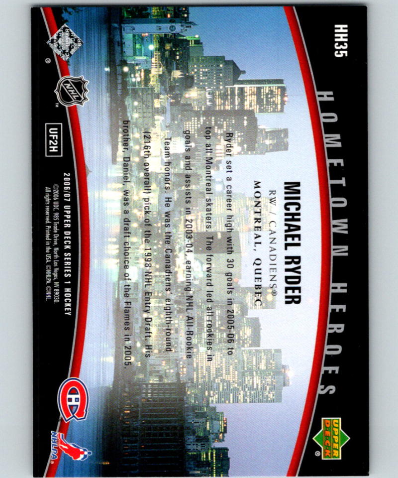 2006-07 Upper Deck Hometown Heroes #HH35 Michael Ryder 07077 Image 2