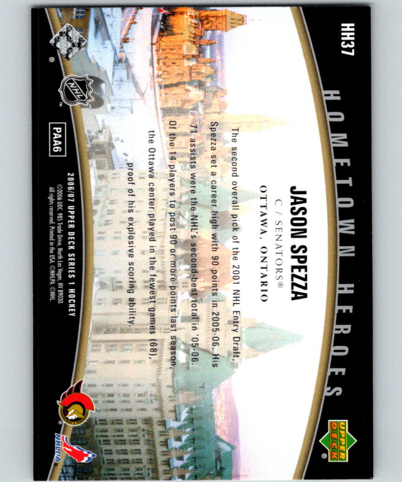 2006-07 Upper Deck Hometown Heroes #HH37 Jason Spezza 07079 Image 2