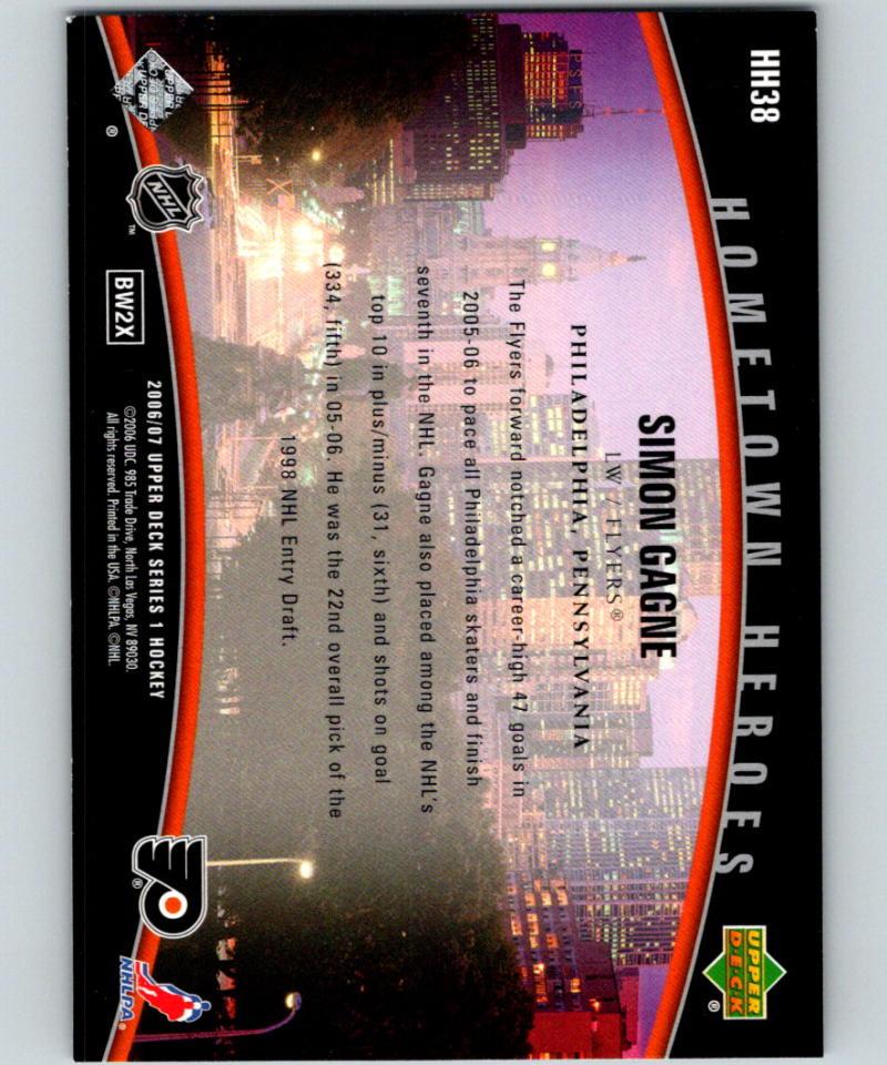 2006-07 Upper Deck Hometown Heroes #HH38 Simon Gagne 07080 Image 2