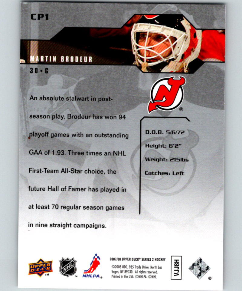 2007-08 Upper Deck Clutch Performers #CP1 Martin Brodeur 07092