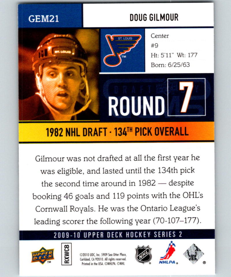 2009-10 Upper Deck Draft Day Gems #GEM21 Doug Gilmour 07094
