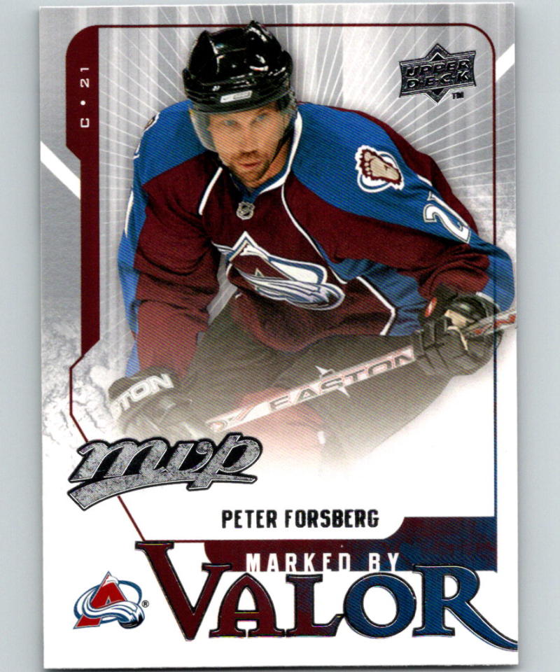 2008-09 Upper Deck MVP Marked by Valor #MV12 Peter Forsberg 07096 Image 1