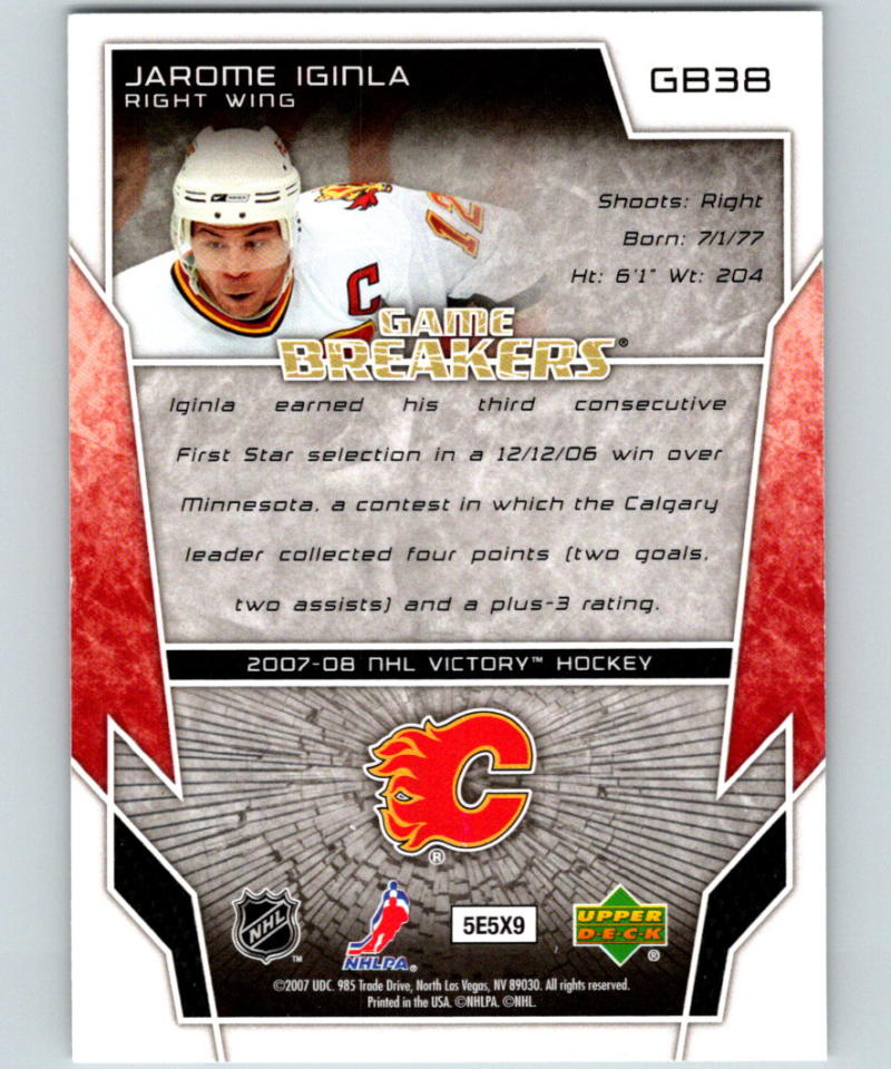 2007-08 Upper Deck Victory GameBreakers #GB38 Jarome Iginla 07117