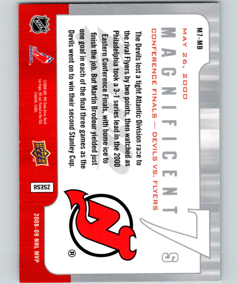 2008-09 Upper Deck MVP Magnificent Sevens #M7MB Martin Brodeur 07068