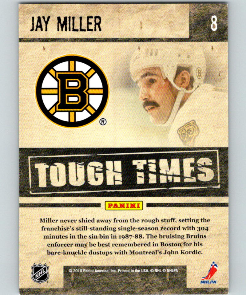 2010-11 Donruss Tough Times #8 Jay Miller Bruins 07127