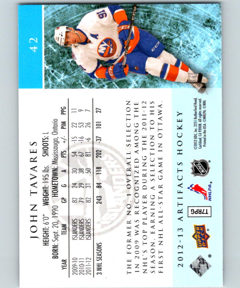 2012-13 Upper Deck Artifacts #42 John Tavares MINT 07129 Image 2