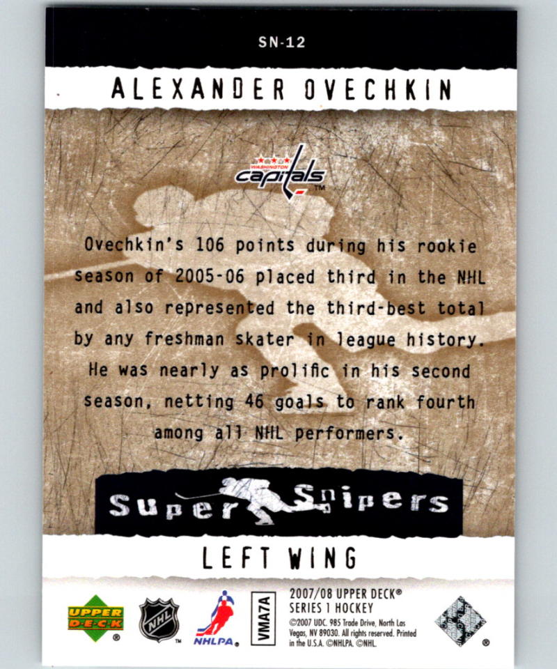 2007-08 Upper Deck Super Snipers #SN12 Alexander Ovechkin 07091