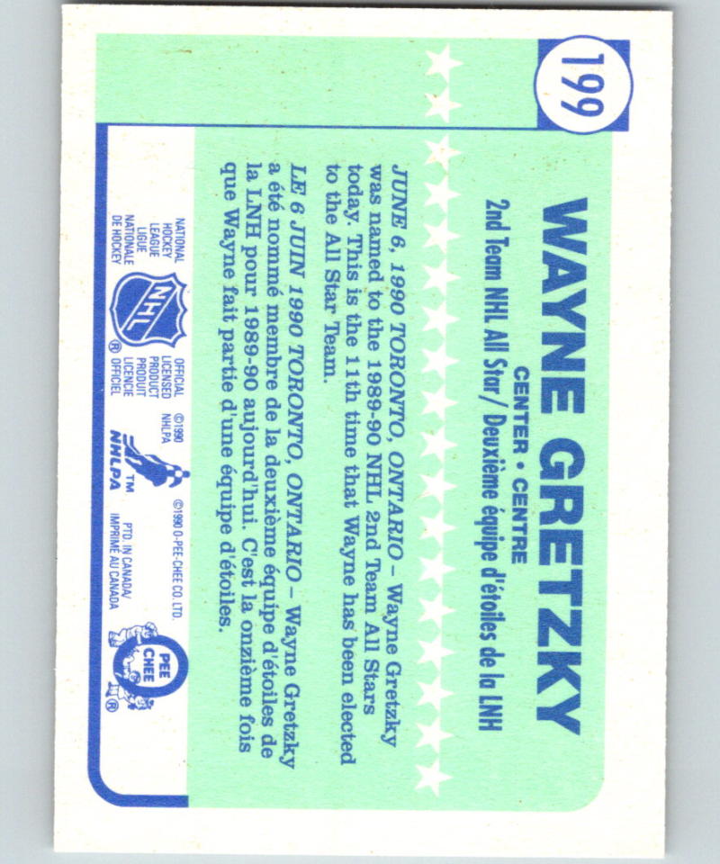 1990-91 O-Pee-Chee #199 Wayne Gretzky MINT Los Angeles Kings 07180 Image 2
