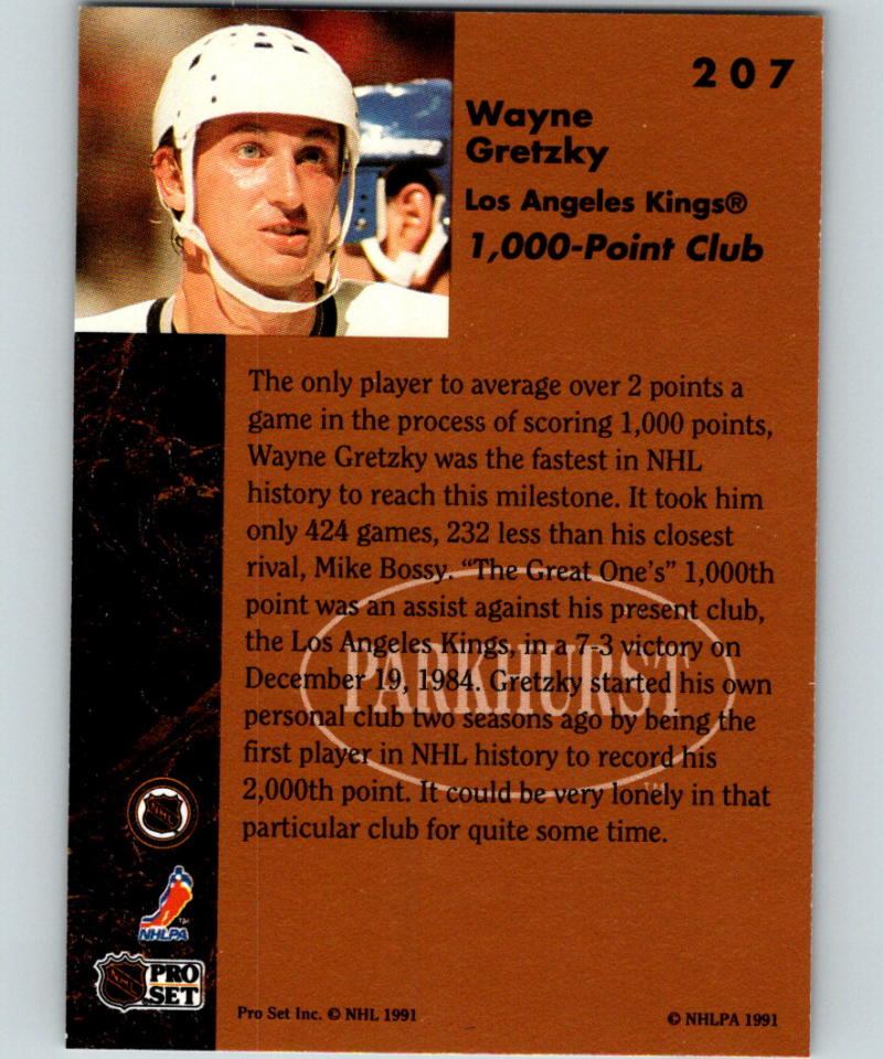 1991-92 Parkhurst #207 Wayne Gretzky MINT Los Angeles Kings 07182 Image 2
