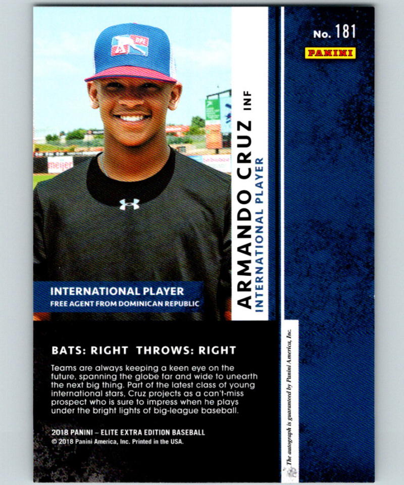 2018 Panini Elite Extra Edition Autographs #181 Armando Cruz Auto 07206