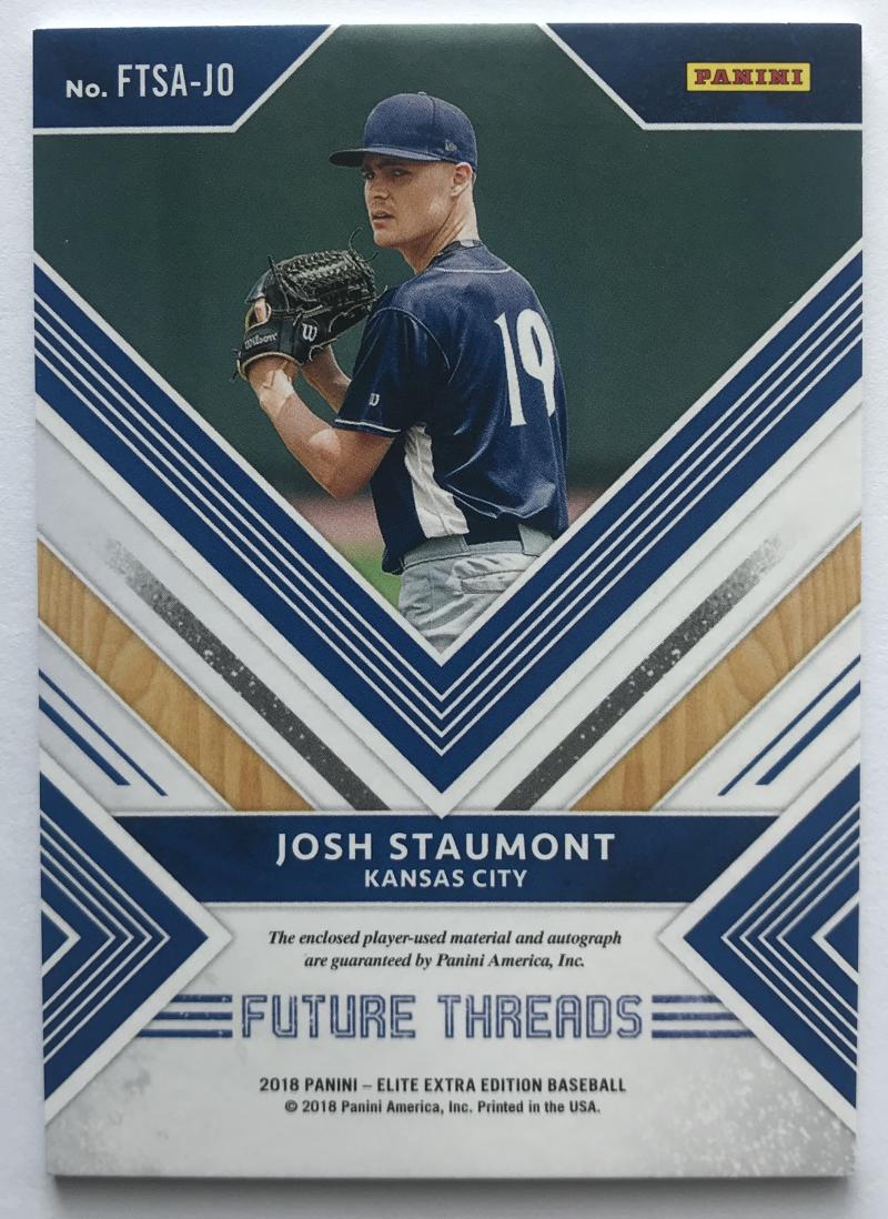 2018 Panini Elite Extra Edition Future Threads Silhouette Josh Staumont 261/299 Auto 07235
