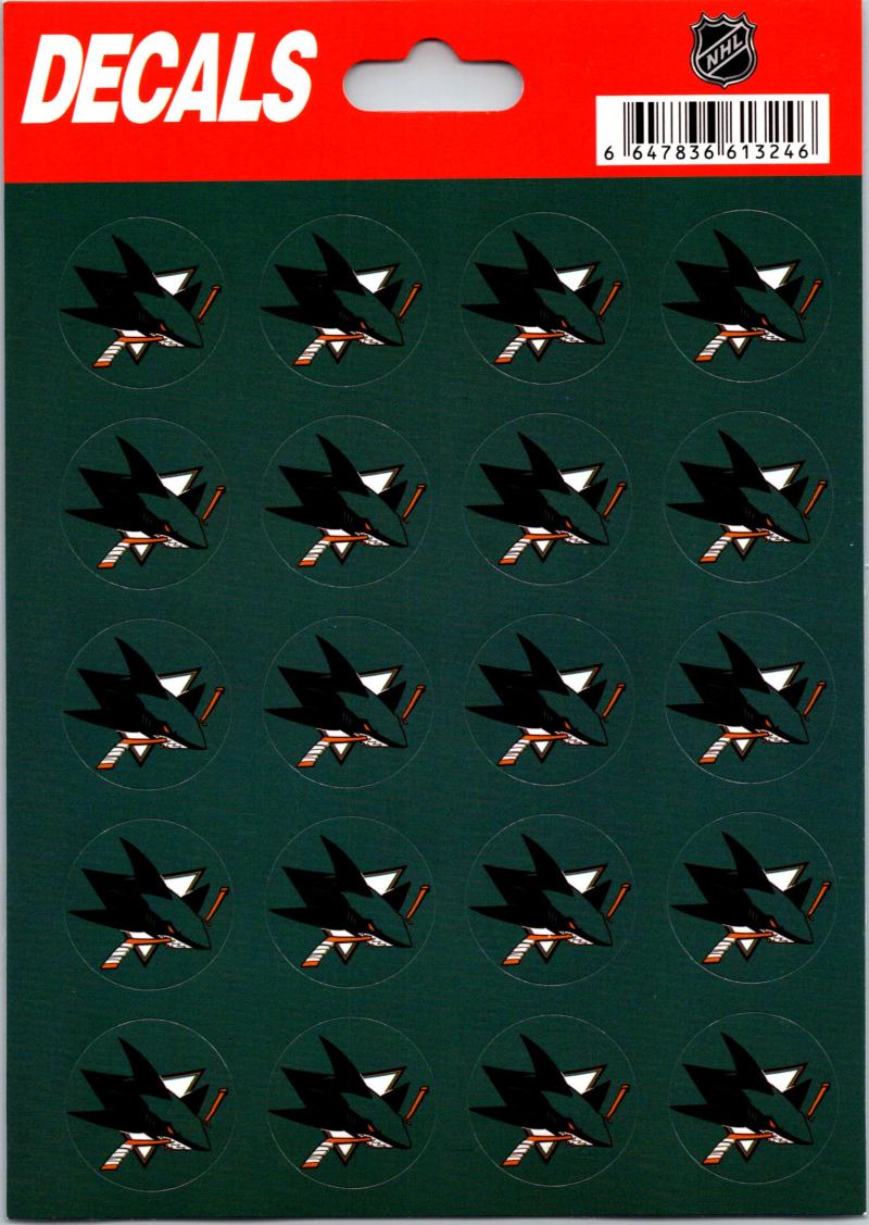 San Jose Sharks Vinyl Sticker Sheet 5"x7" Decals - 1" Round x20