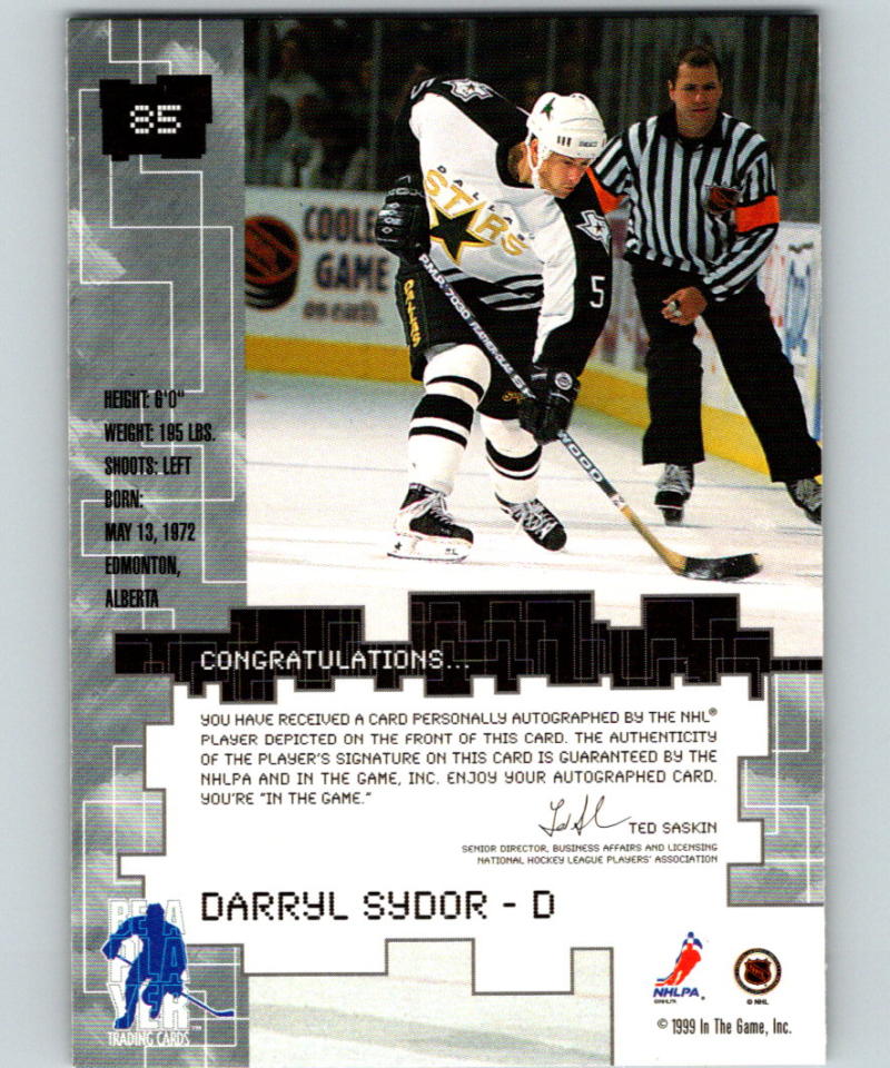 1999-00 Be A Player Millennium Gold Darryl Sydor Auto Autograph 07269