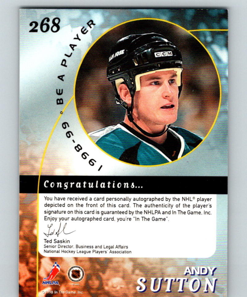 1998-99 Be A Player Autographs #268 Andy Sutton Auto 07270