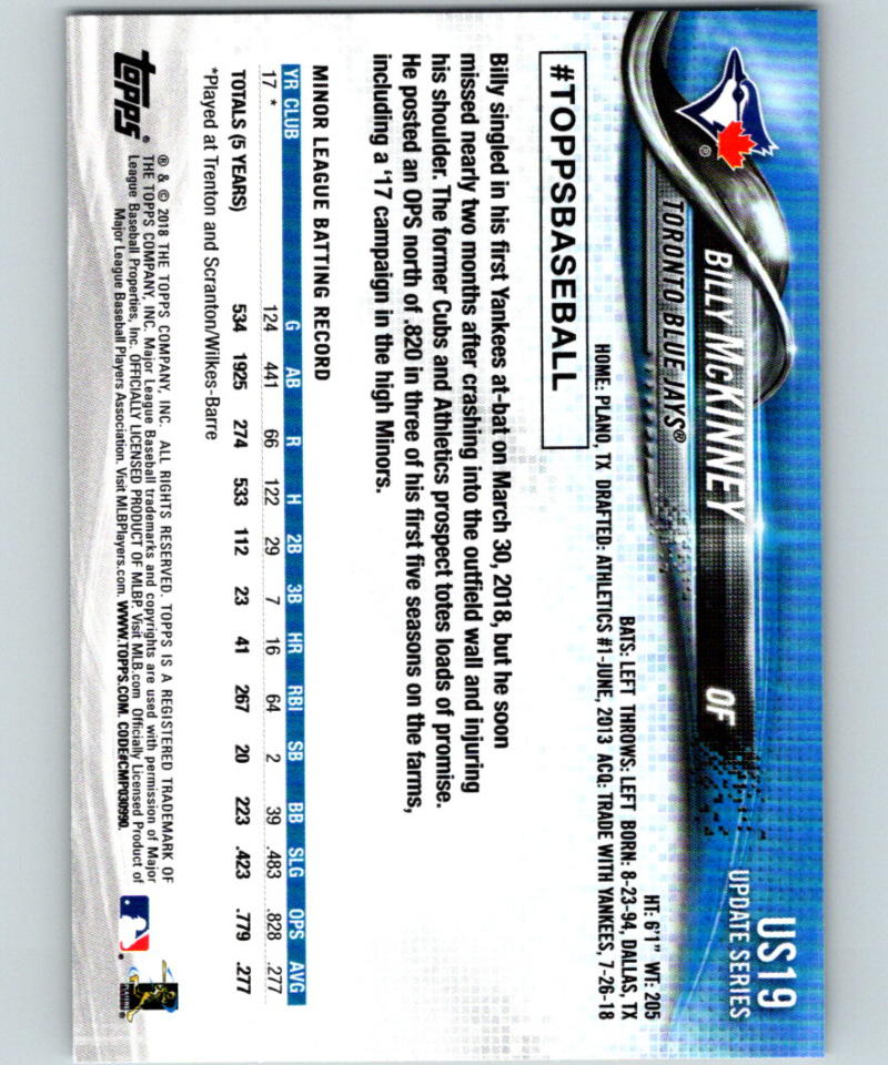 2018 Topps Update #US19 Billy McKinney MINT RC Rookie 07278