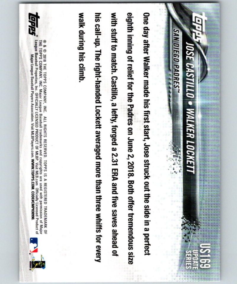 2018 Topps Update #US169 Jose Castillo/Walker Lockett RC Rookie 07301 Image 2