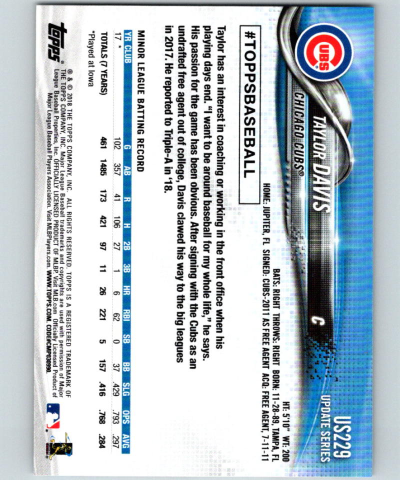 2018 Topps Update #US229 Taylor Davis MINT RC Rookie 07314 Image 2