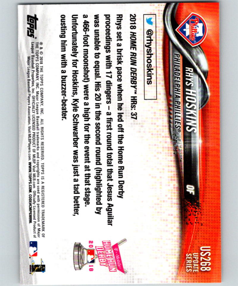 2018 Topps Update #US268 Rhys Hoskins RC Rookie MINT 07320