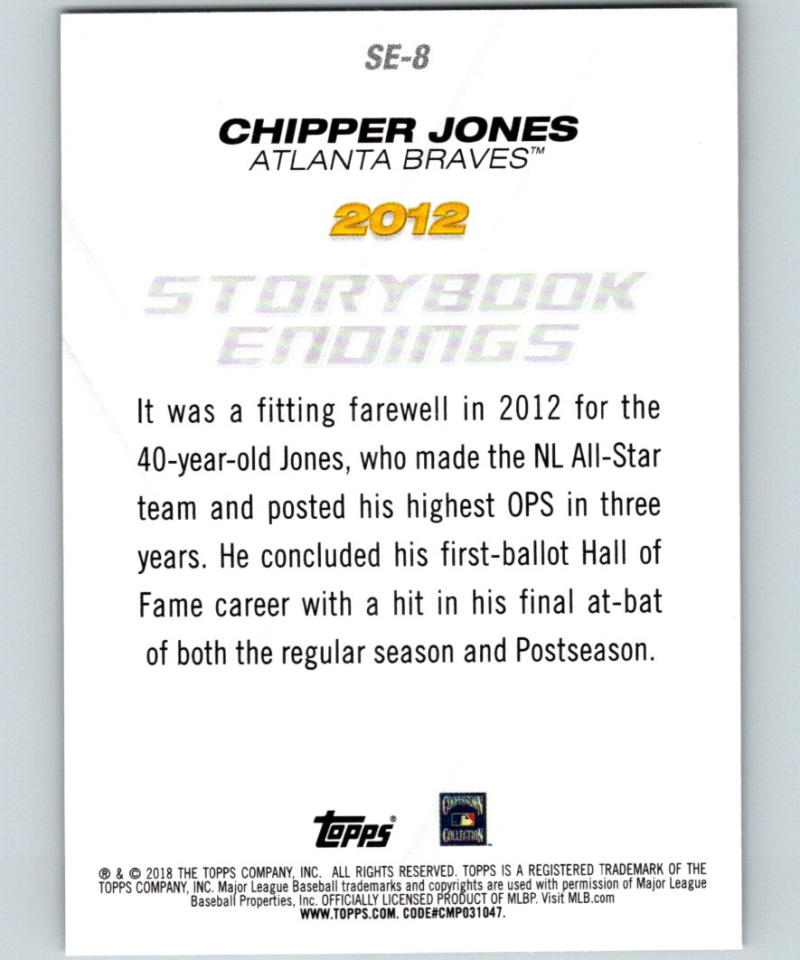 2018 Topps Update Storybook Endings #SE-8 Chipper Jones MINT 07337 Image 2