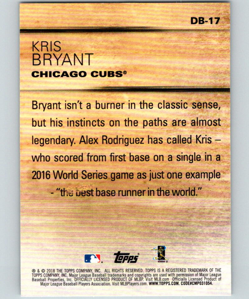 2018 Topps Update Don't Blink #DB-17 Kris Bryant MINT Chicago Cubs 07339 Image 2