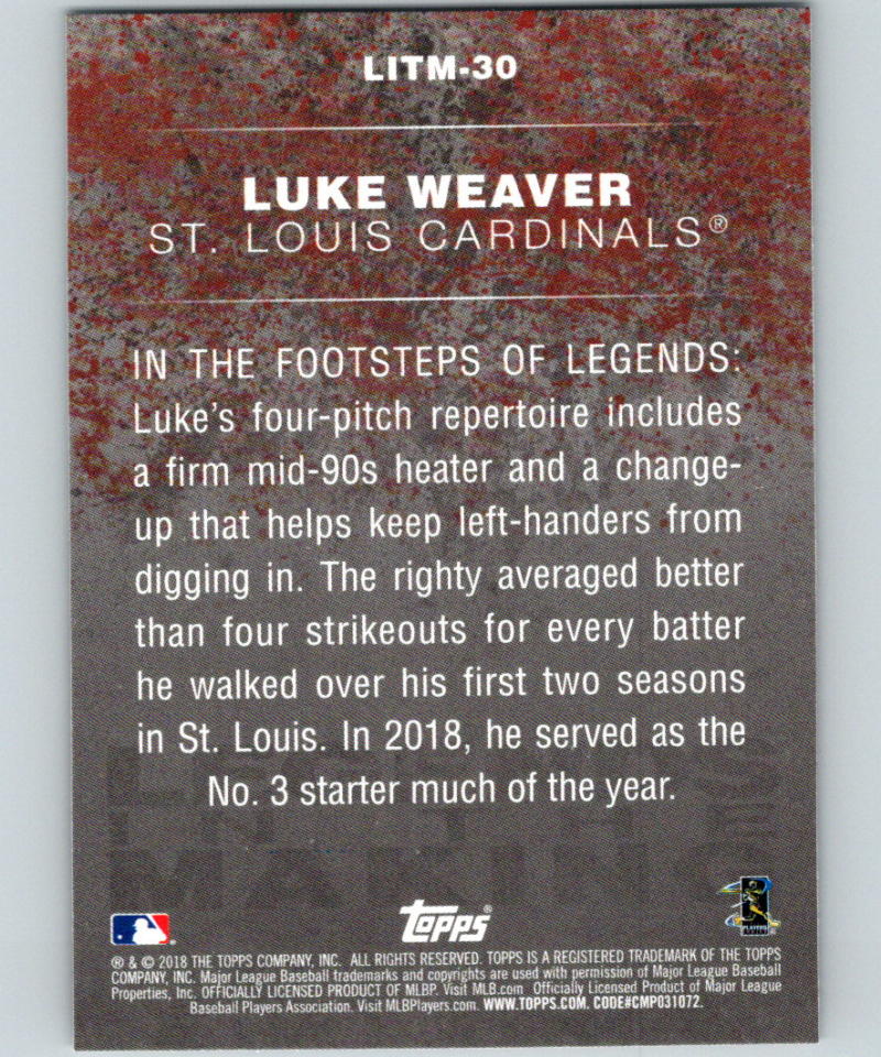 2018 Topps Update Legends in the Making #LITM-30 Luke Weaver MINT 07352 Image 2