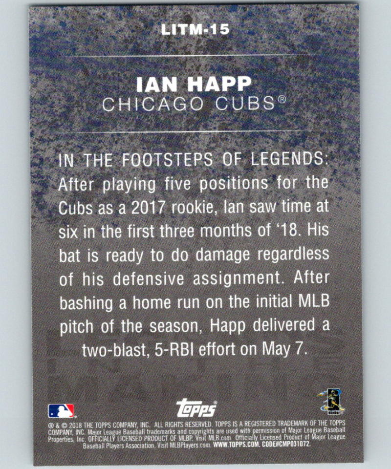 2018 Topps Update Legends in the Making Blue #LITM-15 Ian Happ 07346 Image 2
