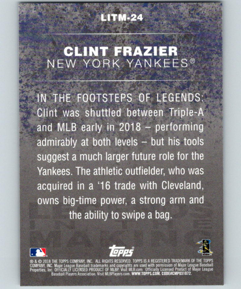 2018 Topps Update Legends in the Making Blue #LITM-24 Clint Frazier 07350 Image 2