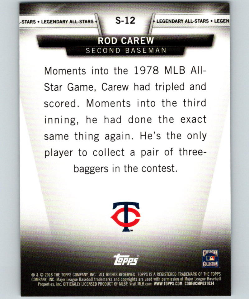 2018 Topps Update Salute #S-12 Rod Carew MINT Minnesota Twins 07363
