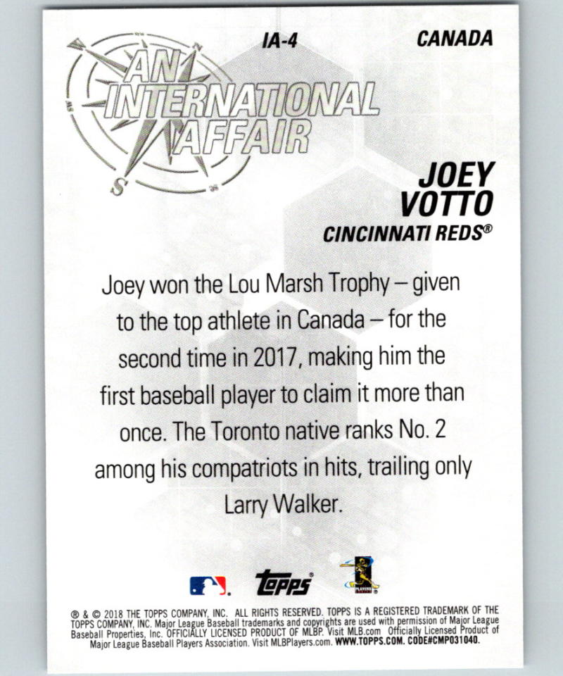 2018 Topps Update An International Affair #IA-4 Joey Votto MINT Reds 07370