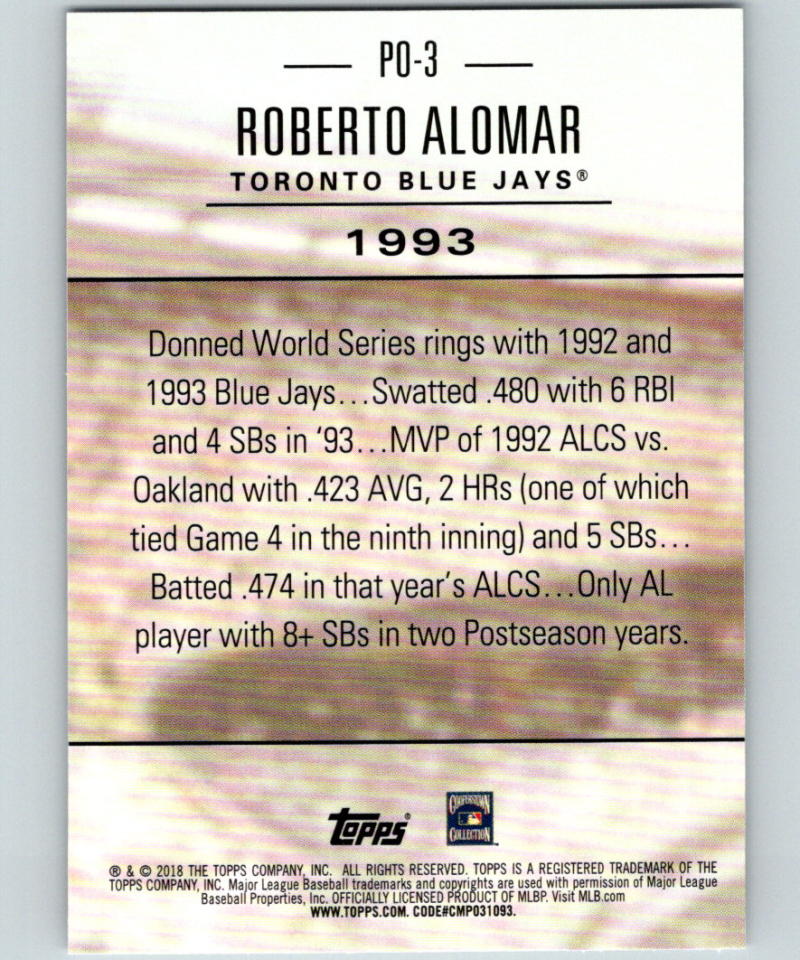2018 Topps Update Postseason Preeminence #PO-3 Roberto Alomar MINT 07376 Image 2
