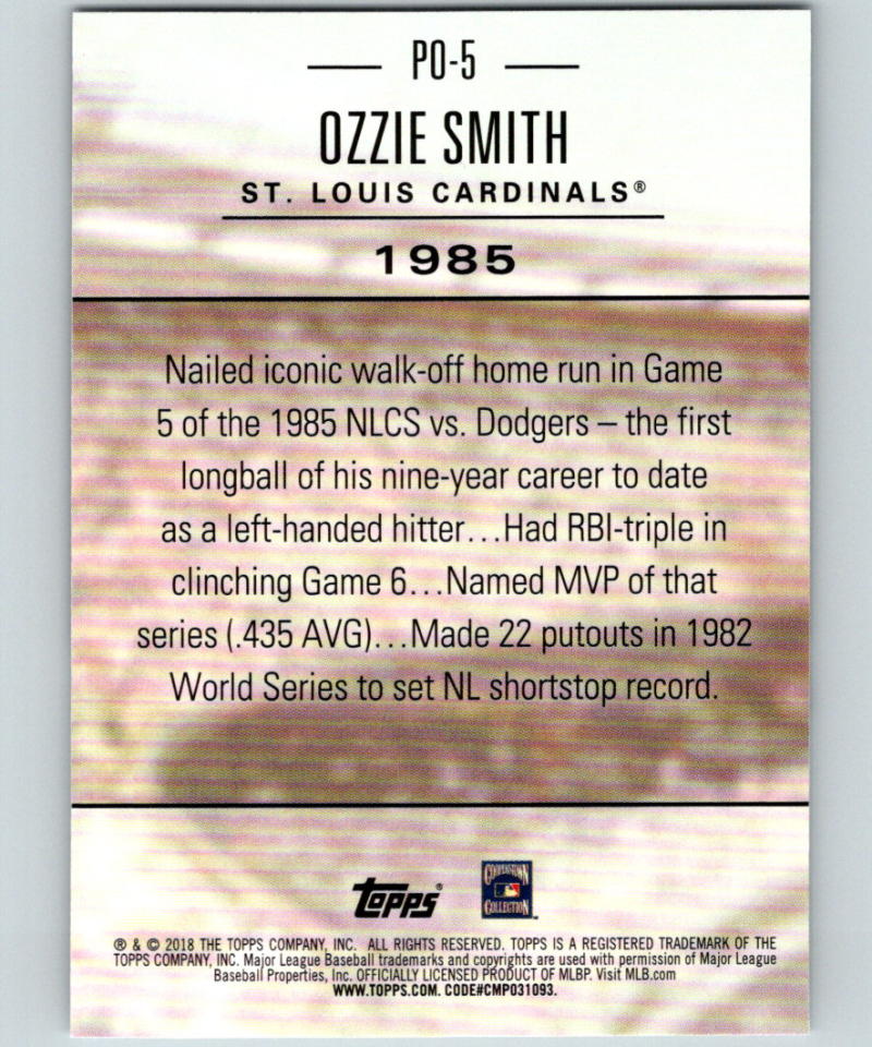 2018 Topps Update Postseason Preeminence #PO-5 Ozzie Smith MINT 07377 Image 2
