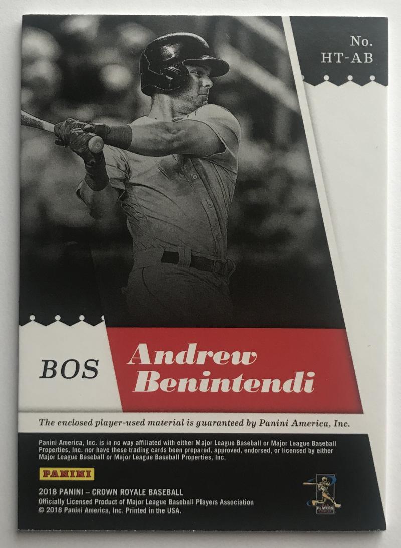 2018 Crown Royale Heirs to the Throne Gold Andrew Benintendi 53/99 Jersey 07431 Image 2