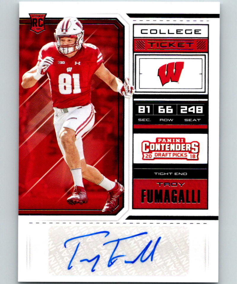 2018 Panini Contenders Draft Picks #168 Troy Fumagalli AU Rookie RC 07434 Image 1