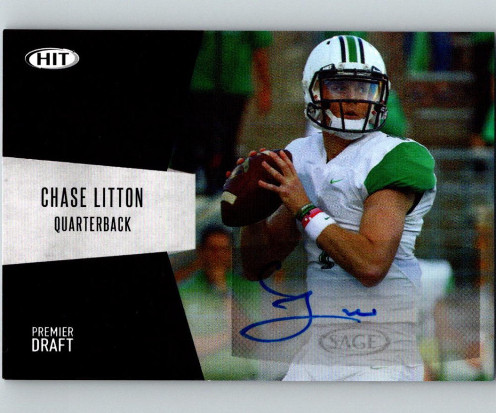 2018 SAGE Hit Premier Draft Autographs #A-6 Chase Litton MINT Auto 07435 Image 1