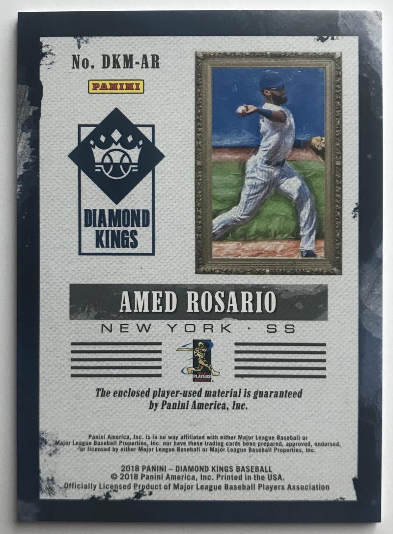 2018 Panini Diamond Kings DK Materials Amed Rosario RC Jersey 07452 Image 2