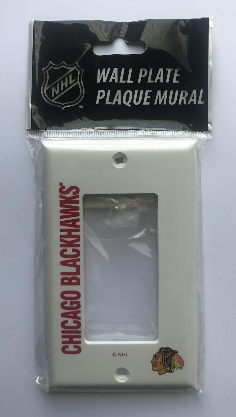 Chicago Blackhawks Push Switch Wall Plate Cover - Brand New with Screws Image 1