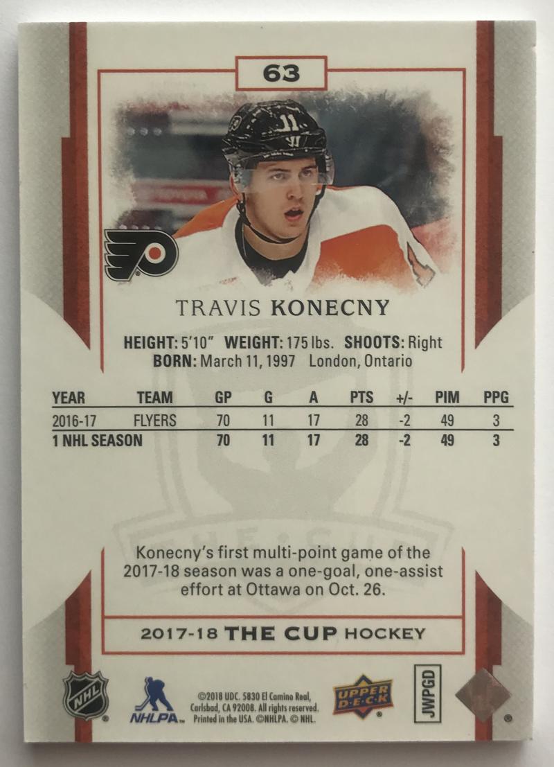 2017-18 The Cup #63 Travis Konecny 195/249 Base Card Wild 07458