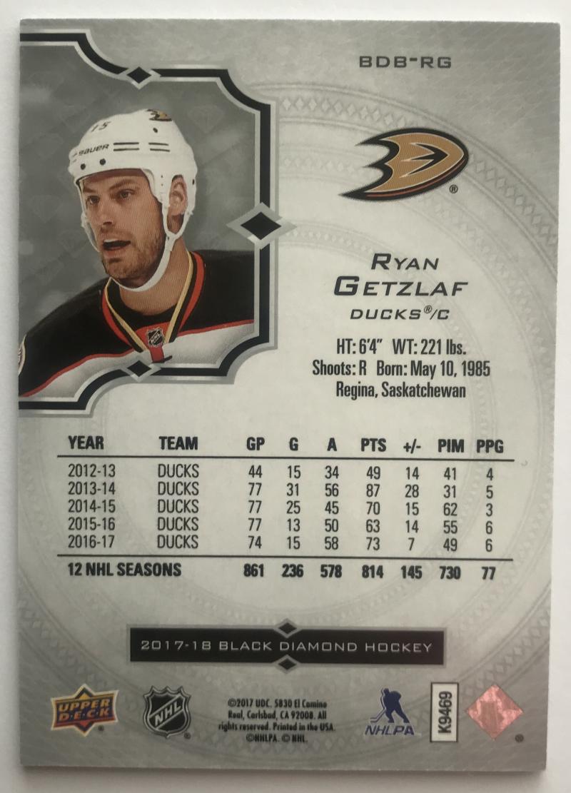 2017-18 Upper Deck Black Diamond #BDB-RG Ryan Getzlaf 111/249 07461
