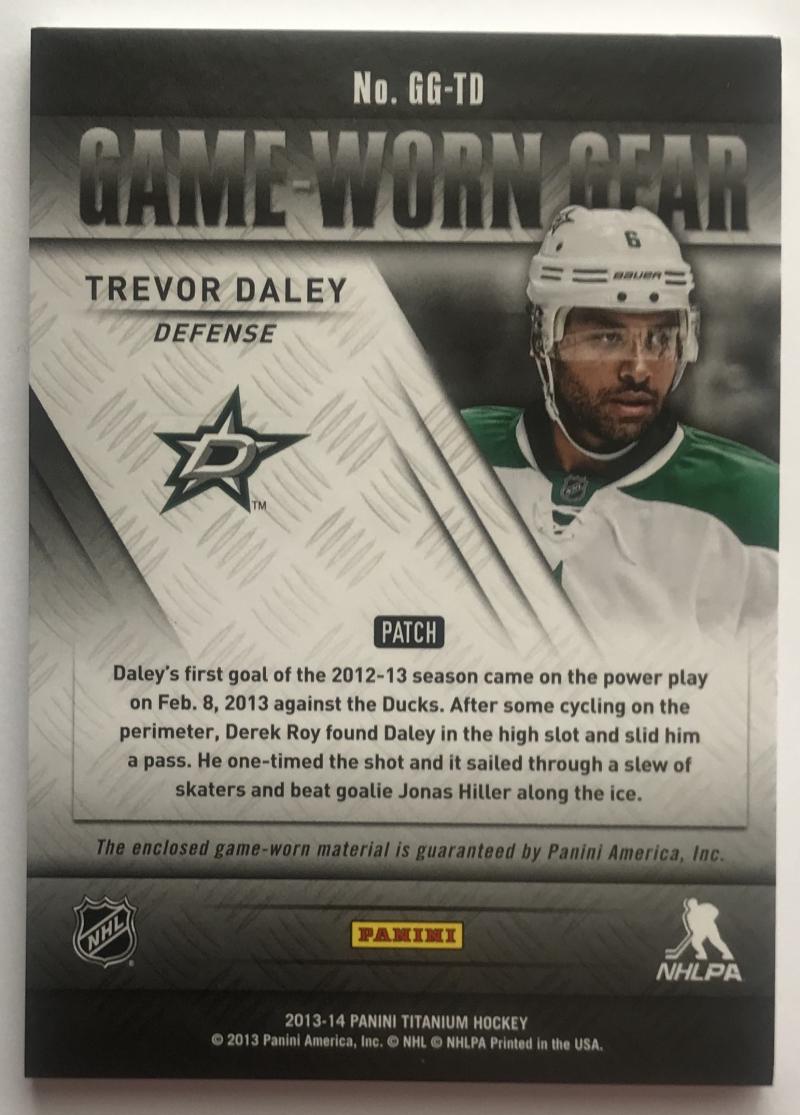 2013-14 Panini Titanium Game Worn Gear Trevor Daley 14/25 Patch 07464 Image 2