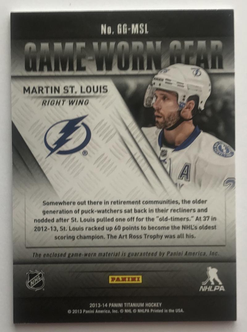 2013-14 Panini Titanium Game Worn Gear Martin St. Louis Jersey 07465 Image 2