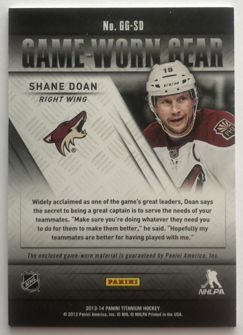 2013-14 Panini Titanium Game Worn Gear Shane Doan Jersey 07473