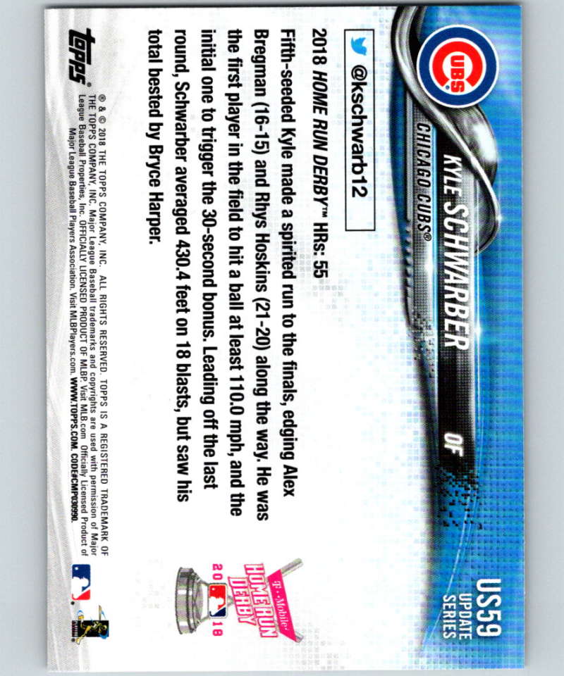 2018 Topps Update #US59 Kyle Schwarber Like New Chicago Cubs Image 2