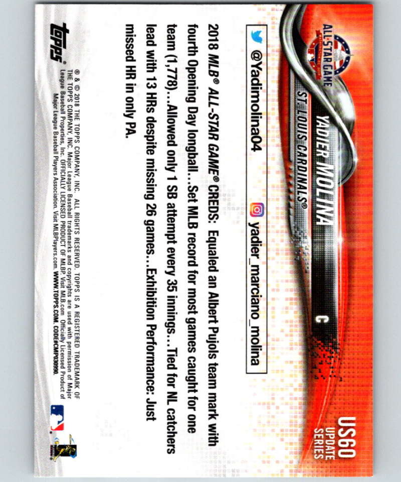 2018 Topps Update #US60 Yadier Molina Like New St. Louis Cardinals Image 2