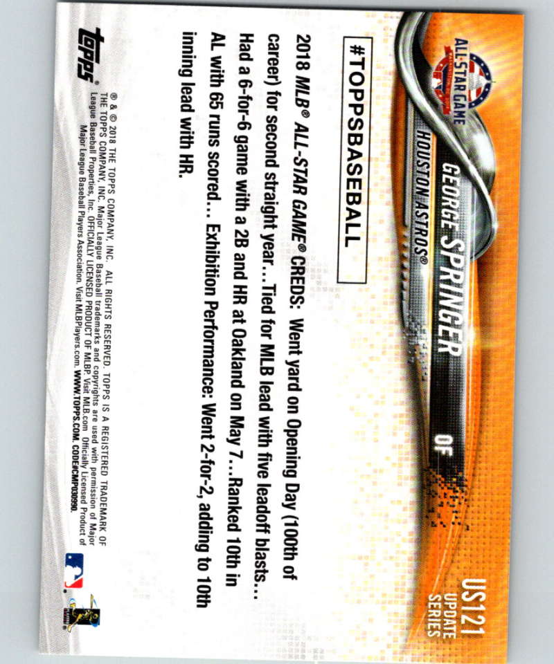 2018 Topps Update #US121 George Springer Like New Houston Astros Image 2