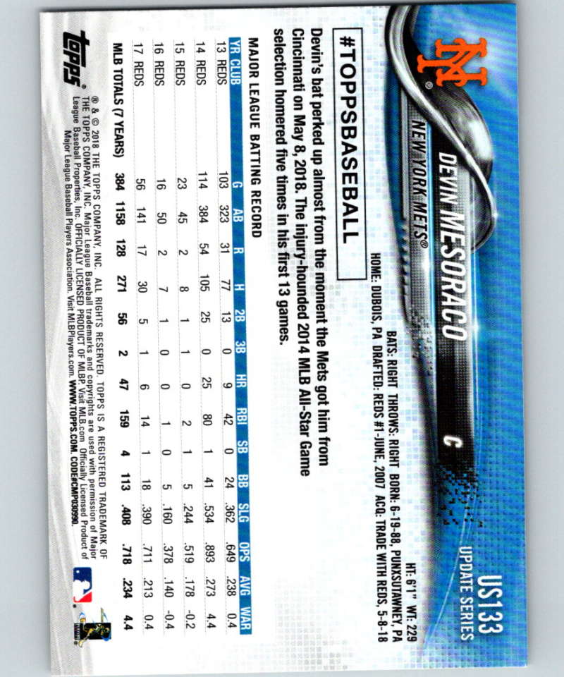 2018 Topps Update #US133 Devin Mesoraco Like New New York Mets Image 2