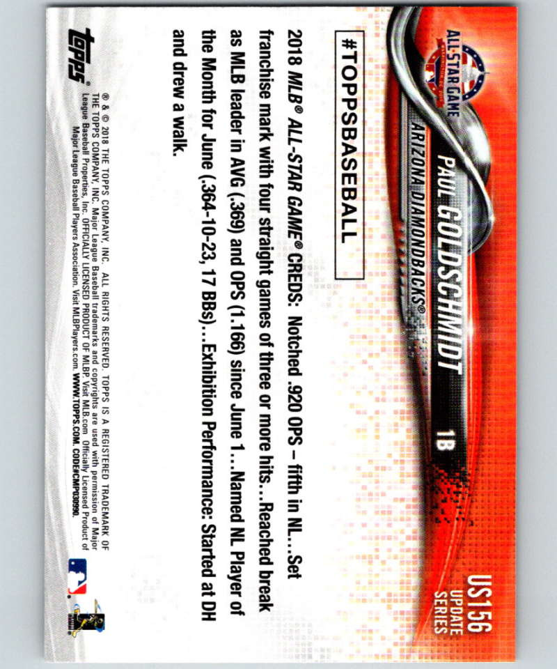 2018 Topps Update #US156 Paul Goldschmidt Like New Arizona Diamondbacks Image 2