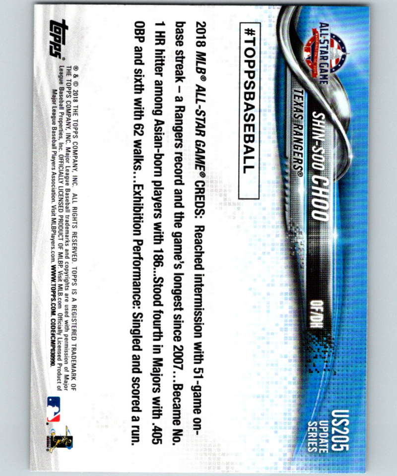 2018 Topps Update #US205 Shin-Soo Choo Like New Texas Rangers Image 2